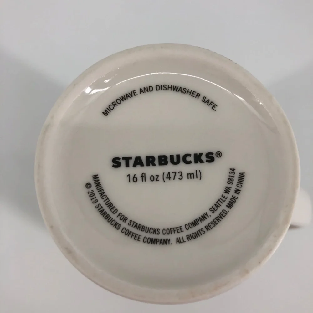 Starbucks 2019 Tall Coffee Mug White With Pink Hearts Graphic 16 Fl Oz Valentine
